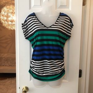 Striped Color Block Vneck Vback Top
